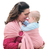 Nalakai luxury ring sling close-up showing baby bonding in a cozy carry