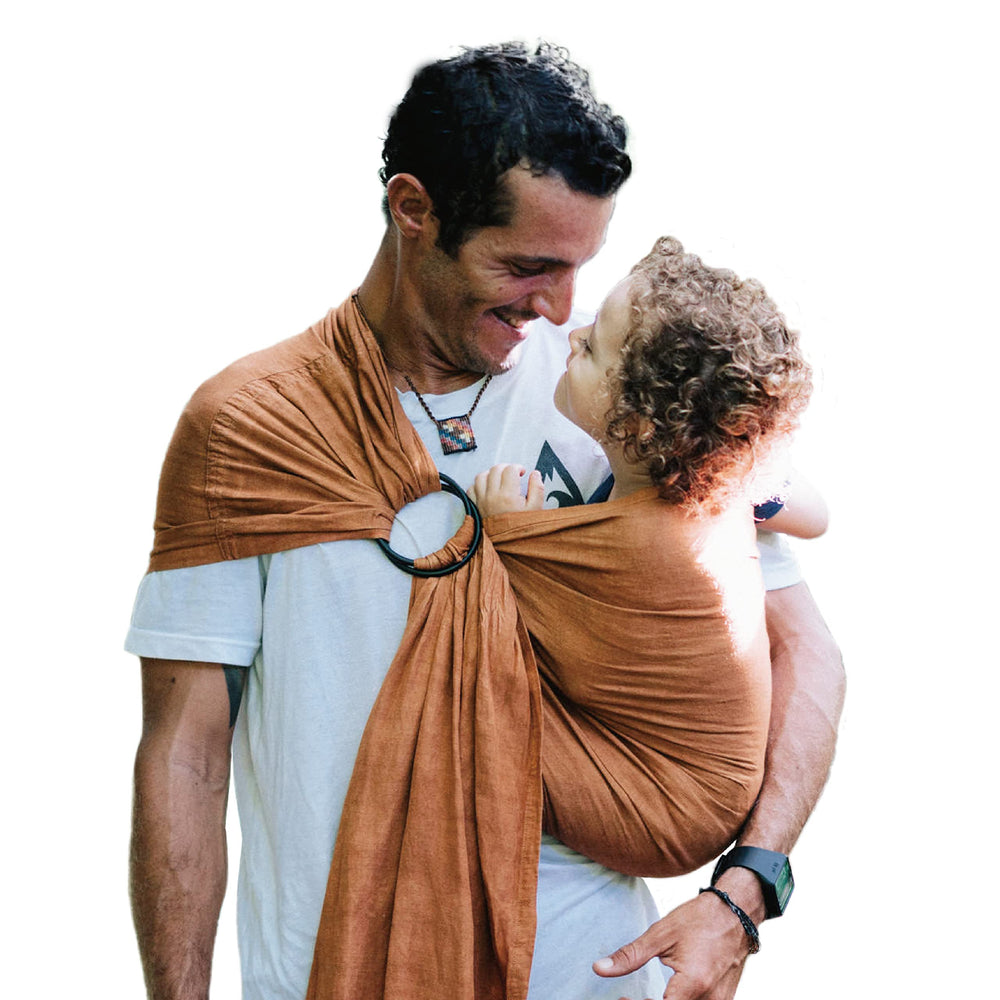 Nalakai luxury ring sling fabric close-up highlighting breathable linen blend for soothing baby comfort.