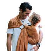 Nalakai luxury ring sling fabric close-up highlighting breathable linen blend for soothing baby comfort.