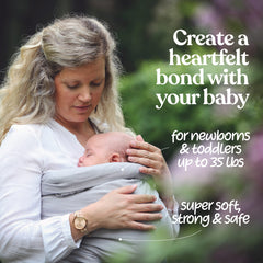 Nalakai ring sling front carry hip position demonstrating proper hip support