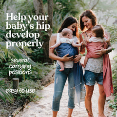 Nalakai ring sling hip-position guidance illustration for proper M-position support