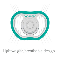 NANOBÉBÉ active pacifiers side vent open design supports airflow during active play.