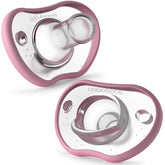 Nanobébé baby pacifier curves to fit tiny faces for secure comfort.