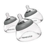 NANOBÉBÉ breastmilk bottle 3-pack in grey showing compact 5oz design for storage and feeding