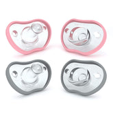 Nanobébé pacifier orthodontic 0-3 month pink grey fits gentle baby cheeks for calm feeding