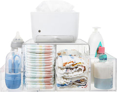 NANYEZH diaper caddy crystal-clear view for quick access to diapers and wipes.