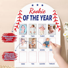 Naozinebi Baseball First Year Photo Board close-up edges highlight safe rounded corners.