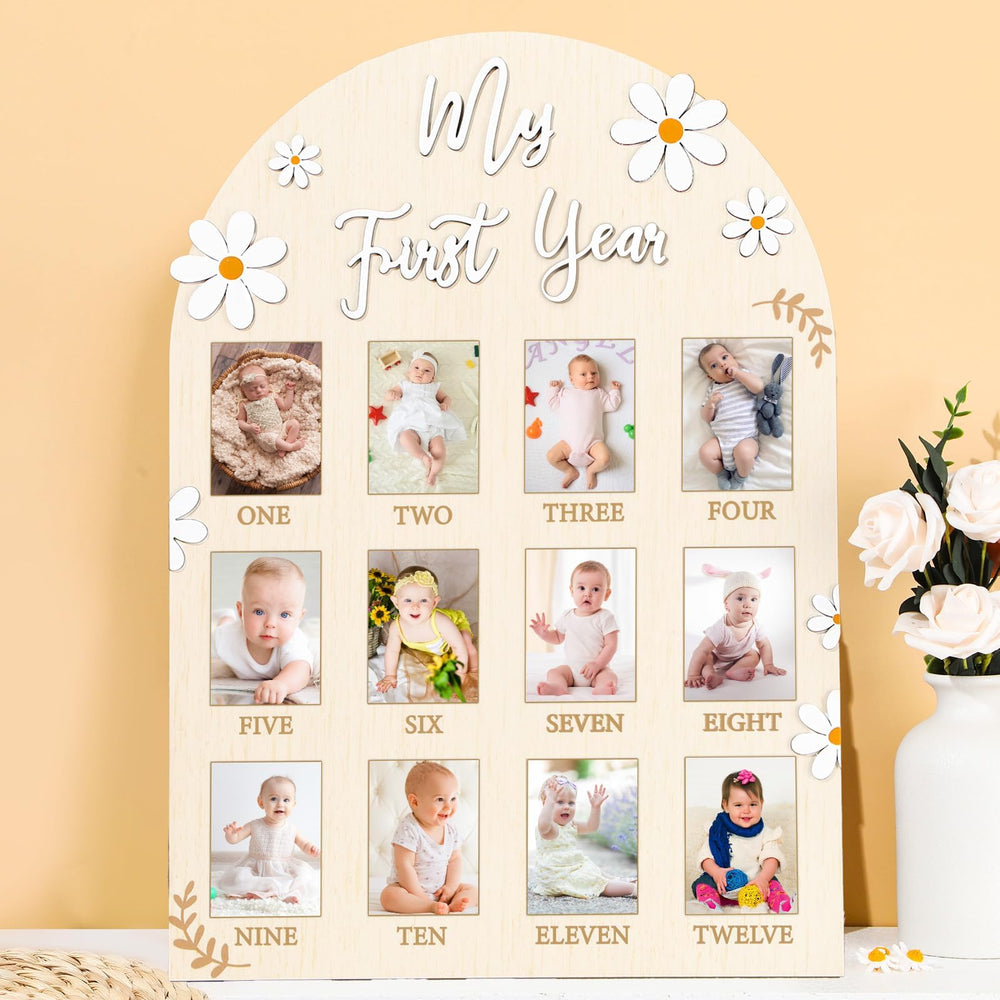 Naozinebi Daisy First Year Board front view showing overall layout and keepsake feel