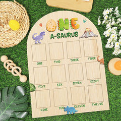 Naozinebi One A-Saurus Photo Board displays 2 x 2.8 inch photos for milestone memories.