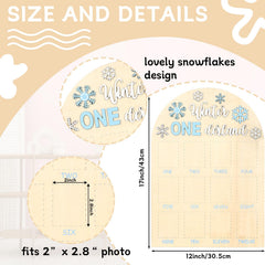 Naozinebi Winter ONEderland board photos arranged to highlight monthly baby milestones.