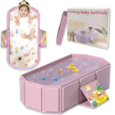 Naruning baby foldable bath tub pink full view highlighting spacious design.