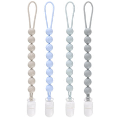 NASHRIO pacifier clip closeup beads, showing food-grade silicone texture for safe teething use