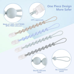 NASHRIO teething beads on clip in grey for sensory engagement