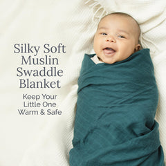 Natemia Muslin Blanket folded reveals generous 47x47 inch size and cozy drape