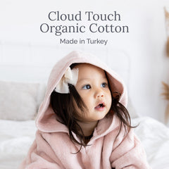 Natemia Towel Poncho Kids Sage front view showing hooded poncho fit.