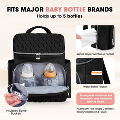 NatuFuse Baby Diaper Bag anti-theft back pocket provides secure storage for valuables