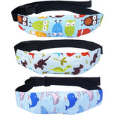 Naturahand baby head-support band with owl pattern provides comfy sleep on the go.