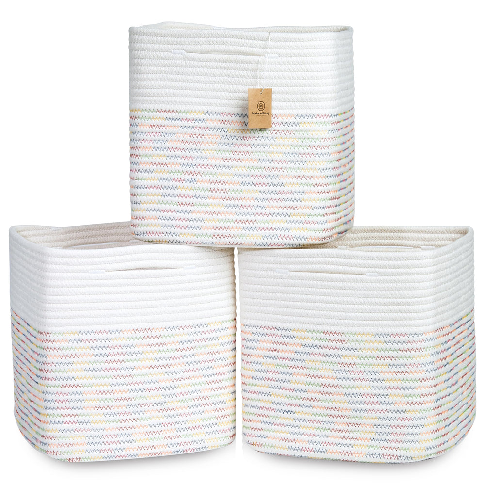 NaturalCozy 13-inch cube storage bin folding demonstration for easy reshaping and organization
