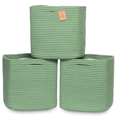 NaturalCozy 13-Inch Cube Bin folding method shown for easy shelf organization.