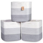 NaturalCozy 13-inch cube storage bin shows folded rope design for organized shelves.
