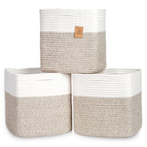 NaturalCozy 13-inch cube storage bin folded maintains shape for tidy shelves.