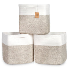NaturalCozy 13-inch cube storage bin folded maintains shape for tidy shelves.