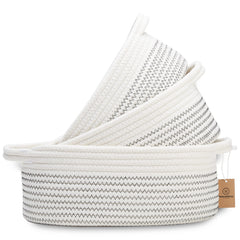 NaturalCozy 3-piece oval basket set large for diaper storage and toy organization.