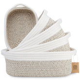 NaturalCozy 5-piece rectangle basket set in packaging prevents squishing.