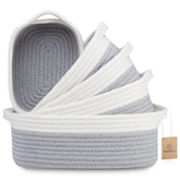 NaturalCozy 5-piece rectangle basket set on nursery shelf for organized toys.