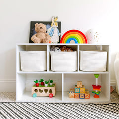NaturalCozy 9-inch cube demonstrates extra storage space on shelves.
