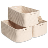 NaturalCozy basket on a shelf showing rectangular shape and organized storage
