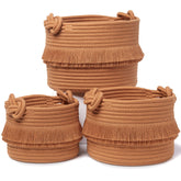 NaturalCozy largest basket from the 3-piece set for toy storage and nursery organization.