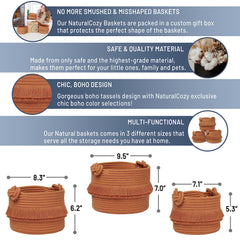 NaturalCozy middle basket keeps remotes and keys neatly organized.