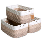 NaturalCozy baskets folding-method shows easy shaping for organized shelves.