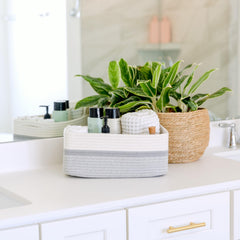 NaturalCozy baskets on cube shelf optimize small-space storage and access.