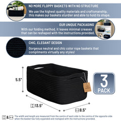 NaturalCozy cotton rope baskets ideal for nursery organization and toy storage