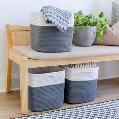 NaturalCozy baskets with hidden reinforced handles blend in