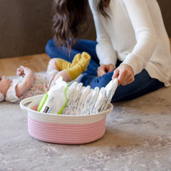 NaturalCozy medium toy basket helps tidy playroom toys and keeps clutter down.