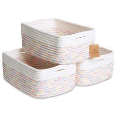 NaturalCozy rectangle basket close-up rope texture for sturdy storage
