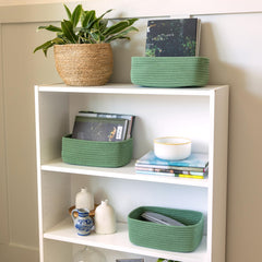 NaturalCozy rectangle basket hidden-handles provide seamless design with reinforced support for heavier loads.