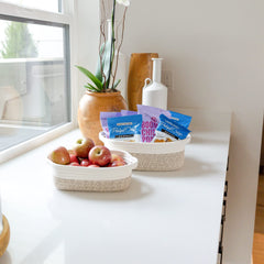 NaturalCozy medium rectangle basket as stylish desk or vanity organizer.