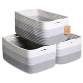 NaturalCozy rectangle baskets fold neatly for sturdy shelf organization.