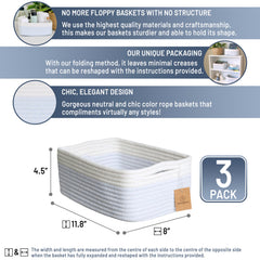 NaturalCozy rectangle storage baskets folded-structure demonstrates space-saving design for compact shelves.