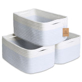 NaturalCozy rectangle storage baskets folding method demonstrates easy shaping and tidy shelving
