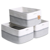 NaturalCozy storage basket rectangle 3-pack demonstrates compact, sturdy organization for shelves