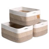 NaturalCozy storage basket front view shows structured design for tidy shelves.