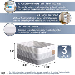 NaturalCozy cotton rope texture highlights sturdy, breathable organization for blankets and clothes.