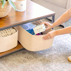 NaturalCozy storage baskets hidden handles close-up highlight easy lifting