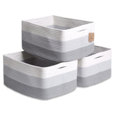 NaturalCozy storage baskets 3-pack on shelf for organized toys and books.