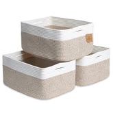 NaturalCozy storage baskets rectangular 3-pack keeps shelves neatly organized